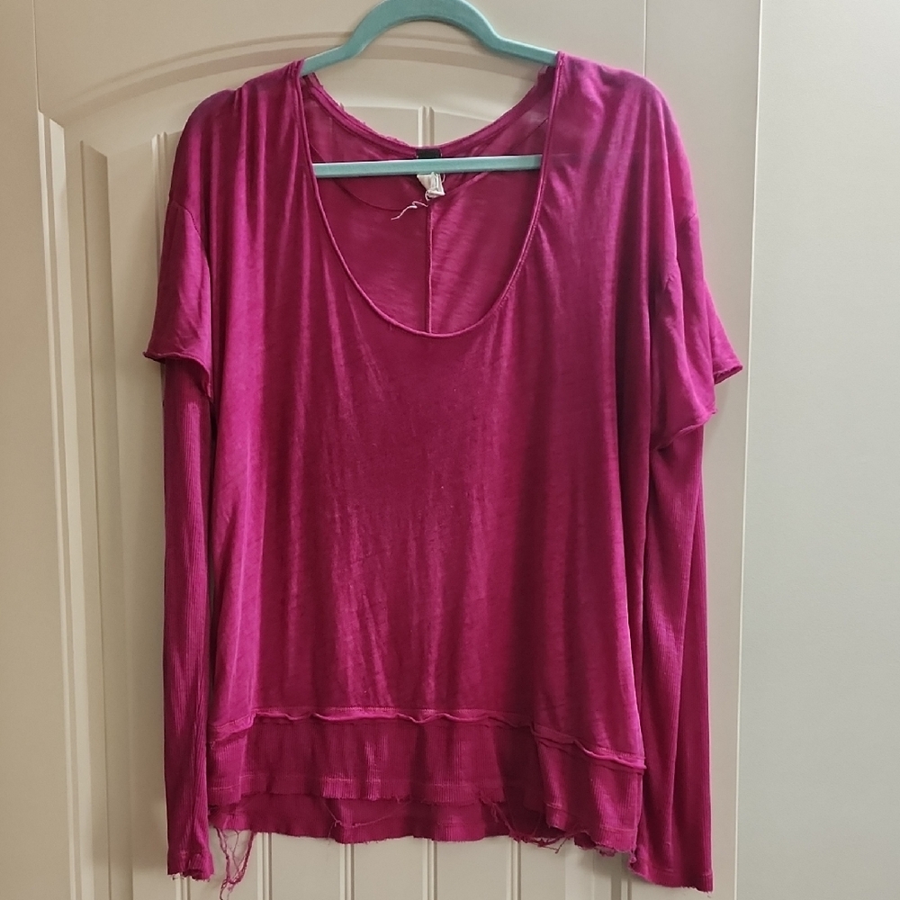 Free People Pink Long Sleeve Top